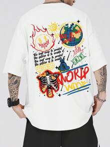 ROMWE MEN Street Life Áo thun & Áo lót Nam Hoạt hình Slogan Đường phố - trắng - Xem 1