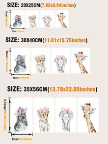 4入組卡通動物圖案無框繪畫現代聚酯牆藝術印刷品用於家居裝飾 - 彩色 - 查看 5