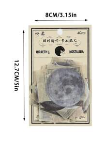 40入組月亮圖案什錦貼紙復古多用途貼紙工藝品、裝飾品、手帳 - 彩色 - 查看 2