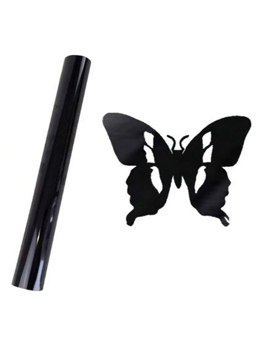 1roll Black Heat Transfer Vinyl, Solid Color High-elastic HTV DIY Film For DIY - Black - View 1
