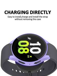 1入組二合一透明屏幕保護膜和殼套套裝與三星兼容 - 紫色 - 查看 3