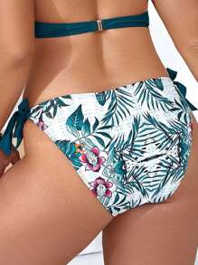 SHEIN Swim Curve Plus Floral Print Tie Side Bikini Bottom