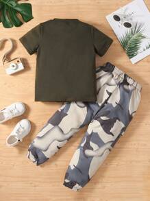 SHEIN Bộ thời trang bé trai Túi Hoạt hình Giải trí - Nhiều màu - Xem 2