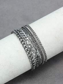 Bộ 5/6 vòng tay thép không gỉ tối giản, phù hợp cho cả nam và nữ, đeo hàng ngày - Màu Đen Súng - Xem 9