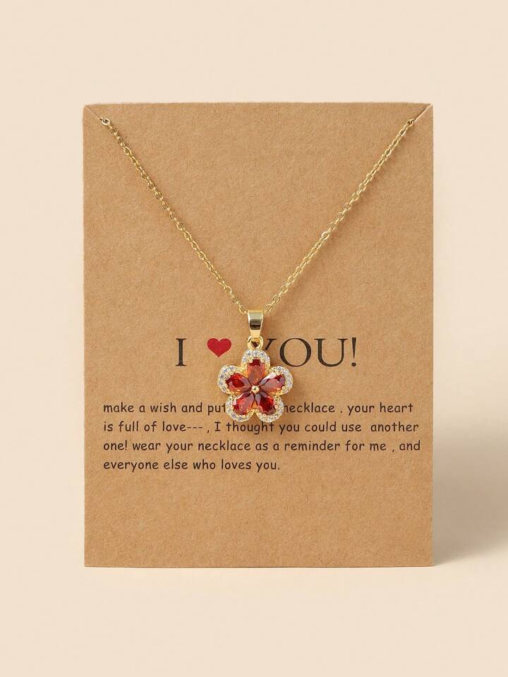 1pc Crystal Cubic Zirconia Flower Pendant Women's Jewelry