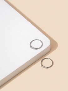 2 piezas Piercing de naríz de acero inoxidable estilo simple para perfecto para fiestas - Plateado - Ver 2