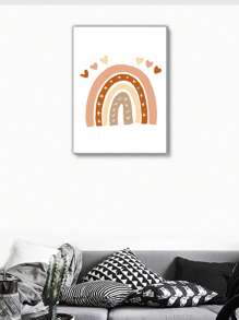 1入組彩虹和心形圖案無框繪畫現代化學纖維牆壁藝術印刷品用於家居裝飾 - 彩色 - 查看 1