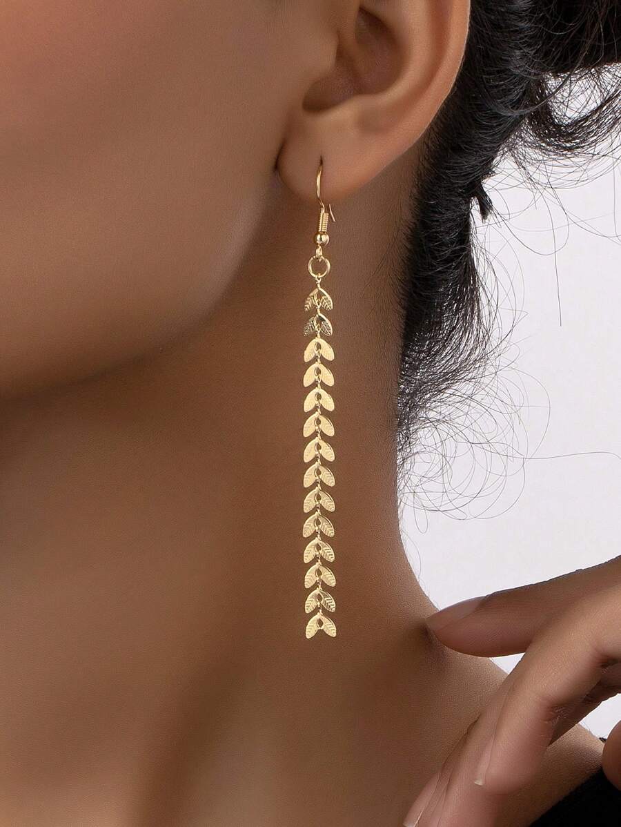 1 đôi bông tai xương cá sang trọng theo phong cách tiệc bãi biển - Vàng - Xem 1