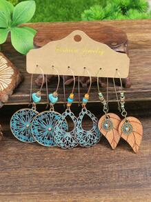 3 Đôi Phong Cách Bohemian Nhiều Màu Hình Học Thả Bông Tai Nữ Trang Sức Bốn Mùa - Nhiều màu - Xem 1