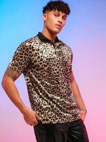 Manfinity RebelGame Men Leopard Print Polo Shirt - Multicolor - View 1