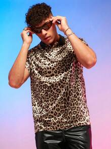 Manfinity RebelGame Men Leopard Print Polo Shirt - Multicolor - View 3