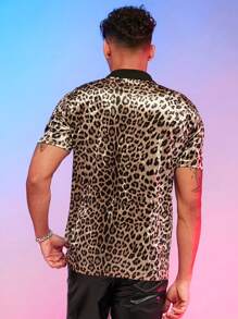 Manfinity RebelGame Men Leopard Print Polo Shirt - Multicolor - View 5