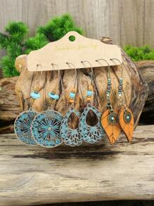 3 Đôi Phong Cách Bohemian Nhiều Màu Hình Học Thả Bông Tai Nữ Trang Sức Bốn Mùa - Nhiều màu - Xem 2