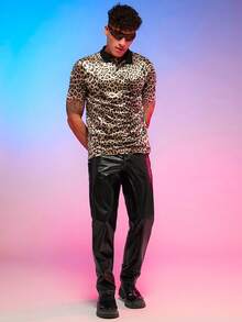 Manfinity RebelGame Men Leopard Print Polo Shirt - Multicolor - View 7