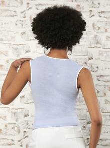 SHEINNeu Top tank con abertura unido en contraste - Celeste - Ver 2