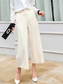 UNIQUE21 Women Suit Pants Túi Dây kéo màu trơn - Màu be - Xem 1