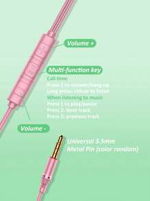 1入組TPE深低音有線入耳式耳機 - 粉色 - 查看 3