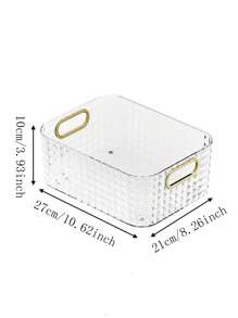 1入組塑膠收納現代紋理質感細節收納盒適用於家庭 - 無色 - 查看 2