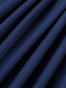 HOMEYEE Vestido ajustado escote drapeado - Azul Marino - Ver 6