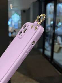 1pc Arm Band & Strap Design Phone Case Compatible With IPhone 15 Pro Max, Full Coverage Soft - Purple - View 3