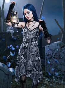 Corpse Bride | ROMWE Đầm Bất đối xứng Tương phản ren Con số Lá thư Giải trí - Nhiều màu - Xem 1