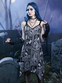 Corpse Bride | ROMWE Đầm Bất đối xứng Tương phản ren Con số Lá thư Giải trí - Nhiều màu - Xem 4