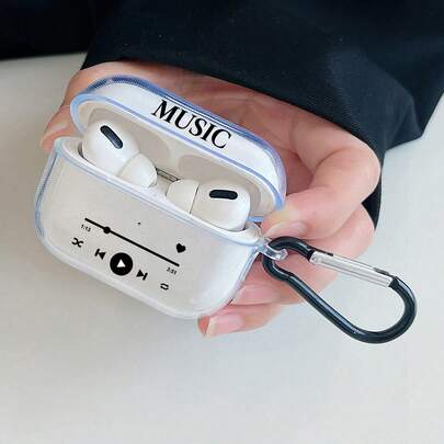 Playlist Element 蓝牙耳机保护套 1 个装，音乐播放器图案，带挂钩，兼容 Apple 1/2、Pro、3、Pro 2、4、Pro-3（仅含耳机保护套，不含耳机），周年纪念礼物