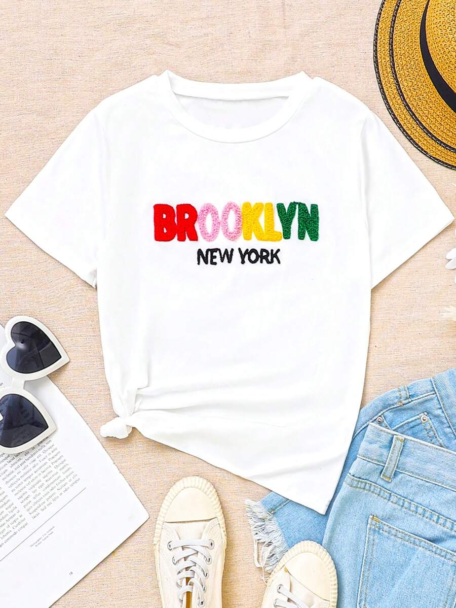 SHEIN Tween Girl Letter Graphic Tee