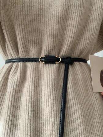 Elegant Knot Design Non-Hole Ladies' Waist Belt For Casual Outfit Summer, School