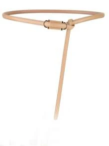 1 件套女士休闲细腰带，无孔，结扣，适合夏季、秋季、万圣节等场合搭配外套和连衣裙 - 米色 - 查看 2