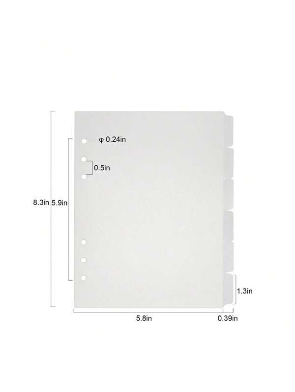 6pcs Solid Color Binder Divider, Simple Multipurpose Loose Leaf