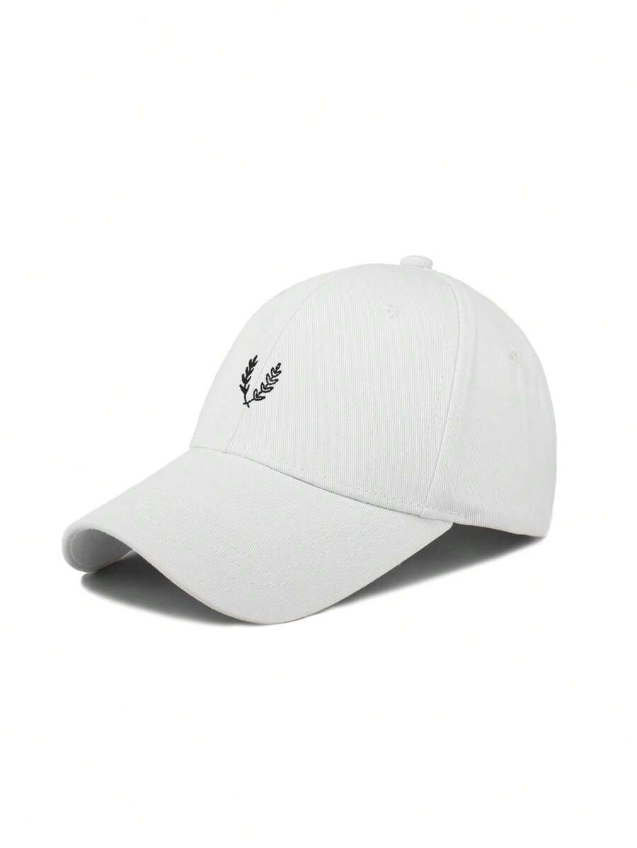1 pieza Gorra de béisbol de moda para hombre con bordado de hojas para la vida cotidiana informal - Blanco - Ver 1