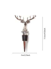 1pc Zinc Alloy Wine Stopper, Multifunction Creative Deer Design Wine Bottle Stopper For Kitchen And Bar - Silver - View 2