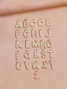 1入組時尚A至Z字母裝飾女士吊墜項鍊，鑲嵌透明寶石，適合派對宴會婚禮 - 金黃色 - 查看 6