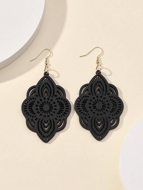 1pair Bohemian Hollow Out Drop Earrings For Women For Vacation