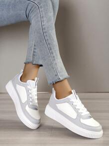 女性撞色前綁帶滑冰運動戶外運動鞋