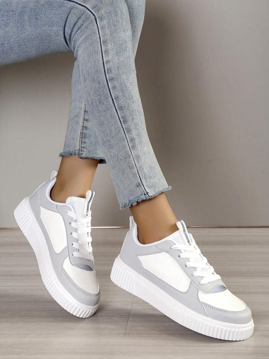 女性撞色前綁帶滑冰運動戶外運動鞋