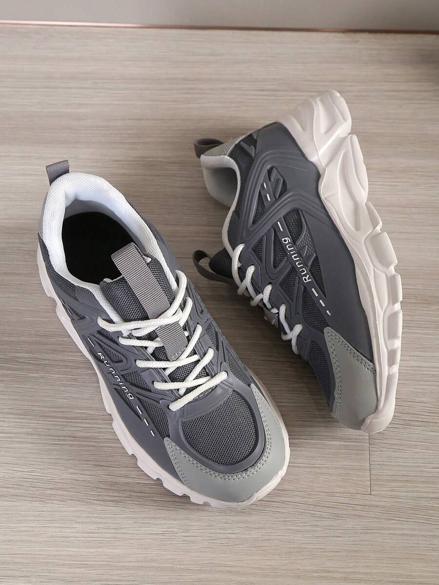 女性字母圖案前綁帶粗運動戶外運動鞋 - 彩色 - 查看 1