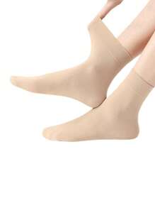 5 pares de medias informales transpirables de color beige, hasta media pantorrilla y versátiles, adecuadas para el uso diario
