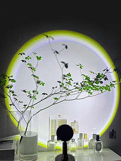 1入組塑料投影燈現代植物圖案家用日落燈投影儀