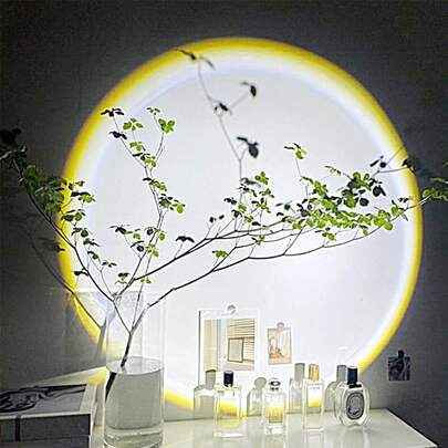 1个塑料投影灯，现代植物图案日落投影灯，家用