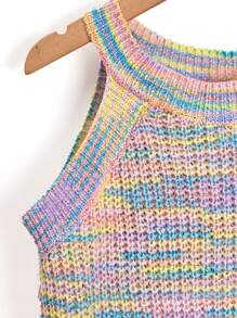 SHEIN Toddler Girls Space Dye Knit Top - Multicolor - View 6