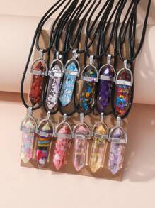 12pcs Multicolor Forest Series Crystal Glass Stone Vacation Gift Necklaces - Multicolor - View 1