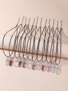 12pcs Multicolor Forest Series Crystal Glass Stone Vacation Gift Necklaces - Multicolor - View 2