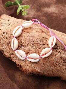1入組波西m亞貝殼裝飾細繩手鏈適合女士日常裝飾 - 淺粉色 - 查看 2