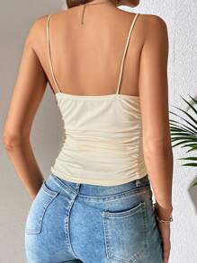 SHEIN Tall Áo khoác và áo lót dành cho xe tăng nữ Vắt Xù màu trơn Giải trí - Màu be - Xem 2