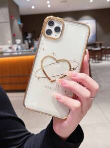 Ốp điện thoại trong suốt họa tiết trái tim - Vàng - Xem 5