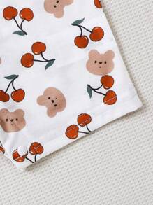 SHEIN Rompers Em bé Xù Nút phía trước Hoạt hình Tất cả trên in - trắng - Xem 4