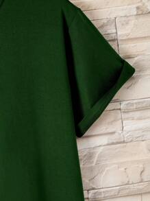 Manfinity Dauomo Men Solid Round Neck Tee - Dark Green - View 5