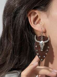 1對複古西部風格牛仔帽裝飾耳環女式異域派對配飾 - 彩色 - 查看 1